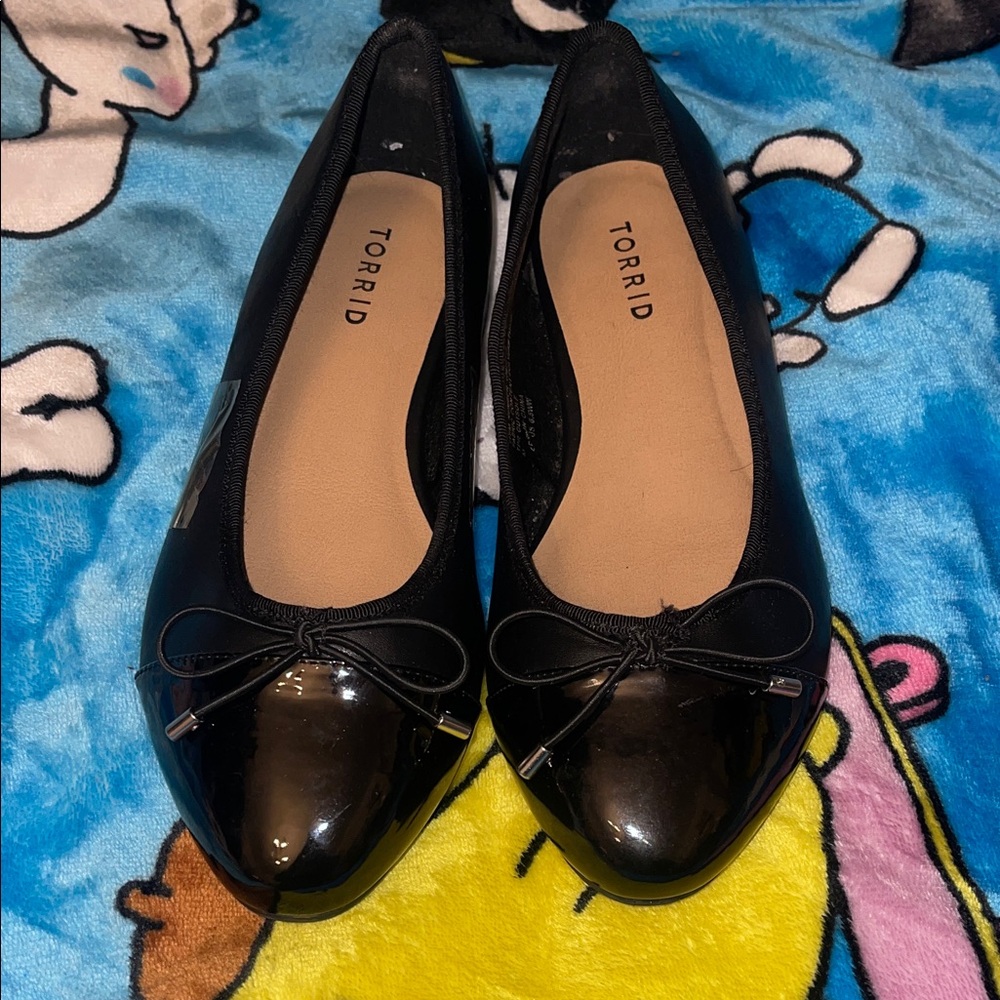 Torrid Glossy Black Ballet Flats with Bow